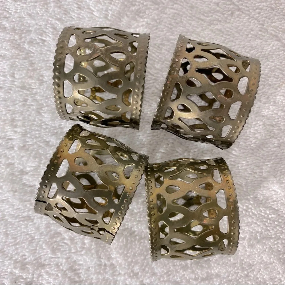 Vintage Brass Napkin Rings  x4